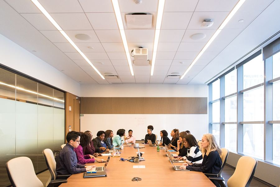 A large meeting in a conference room